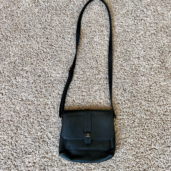 Fossil black leather crossbody bag - Picture 3 of 6